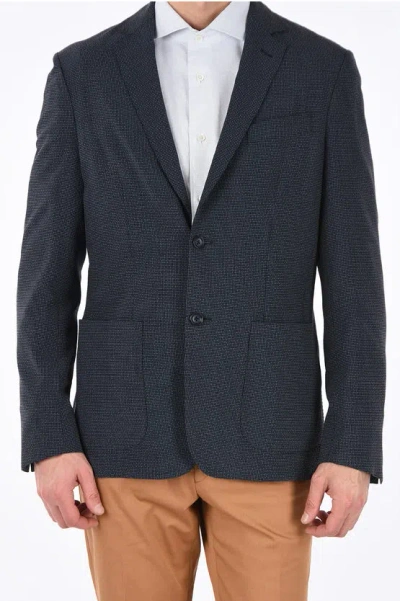Corneliani Id Silk And Virgin Wool Single-breasted Blazer In Blue