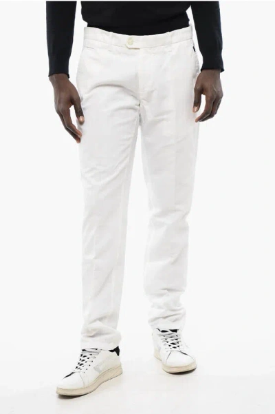 CORNELIANI ID SOLID COLOR COTTON AND LINEN CHINO PANTS