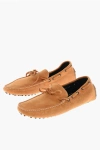 Corneliani Id Solid Color Suede Boat Deck Shoes In Brown