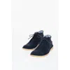 Corneliani Id Solid Color Suede Desert Boots With Crepe Sole In Blue