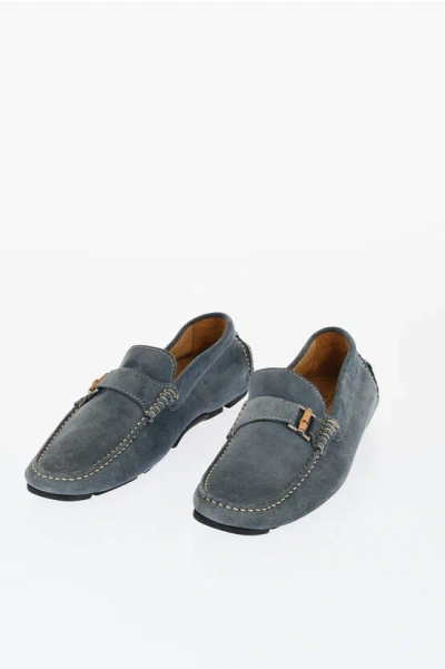 Corneliani Id Solid Color Suede Driving Loafers