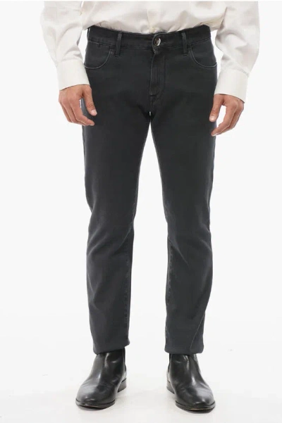 Corneliani Id Stone Washed Slim Fit Denims 14cm In Black