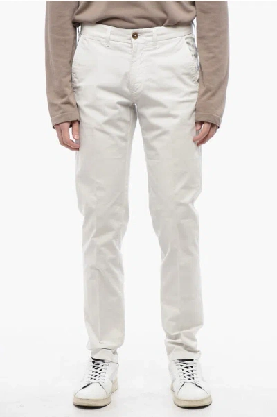 Corneliani Id Straight Leg Stretch Cotton Chino Pants In White