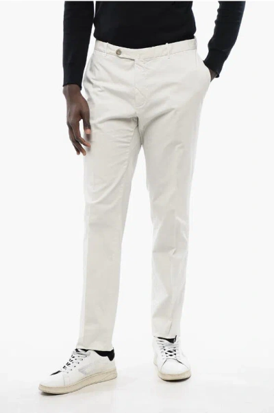 Corneliani Id Stretch Cotton Chino Pants With Belt Loops In Gray