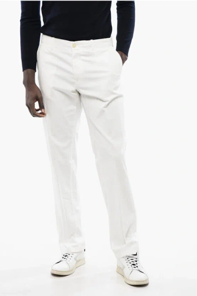 Corneliani Id Stretch Cotton Chino Pants With Belt Loops In White