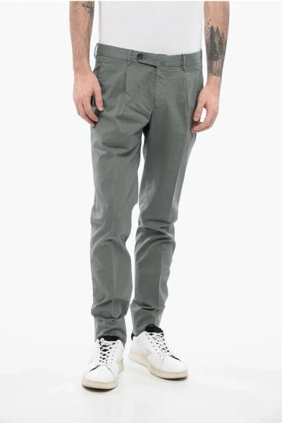 Corneliani Id Stretch Cotton Chinos Pants With Belt Loops