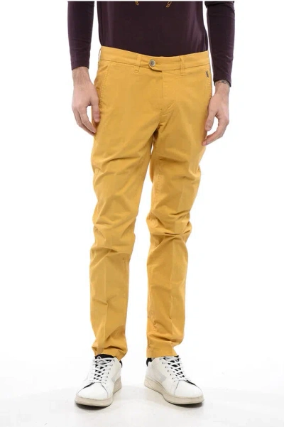Corneliani Id Stretch Cotton Chinos Pants With Belt Loops In Orange