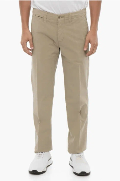 Corneliani Id Stretch Cotton Chinos Pants With Martingales In Brown