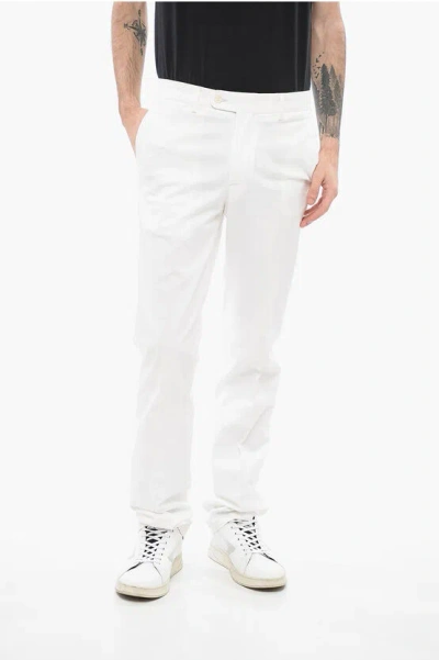 Corneliani Id Stretch Cotton Identity Straight Leg Chinos Pants In White