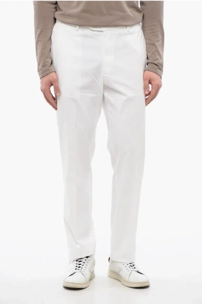 Corneliani Id Stretch Cotton Identity Straight Leg Chinos Pants In White