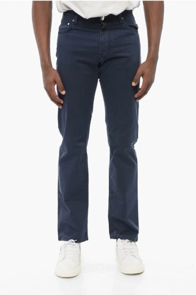 Corneliani Id Stretch Cotton Lazise 5-pockets Pants In Blue