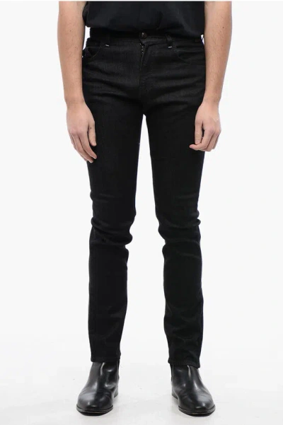 Corneliani Id Stretch Cotton Regular Fit Denims 16 Cm In Black