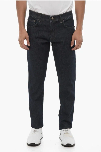 Corneliani Id Stretch Denim Jeans With Visible Stitching 18cm