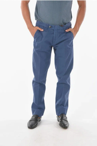 Corneliani Id Stretched Cotton Chino Pants With 5 Pockets In Blue