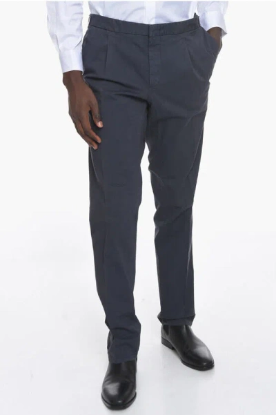 Corneliani Id Stretchy-cotton Chino Pants With Adjustable Waist In Blue