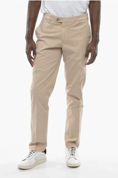 Corneliani Id Stretchy Cotton Chinos In Brown