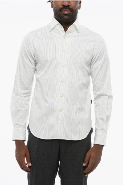 Corneliani Id Striped Poplin Cotton Shirt With Spread Collar