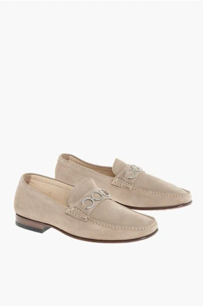 Corneliani Id Suede Bit Loafers With Silver-tone Detail
