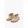 Corneliani Id Suede Desert Boots With Checked Inner In Nude
