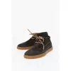 Corneliani Id Suede Desert Boots With Checked Inner In Brown