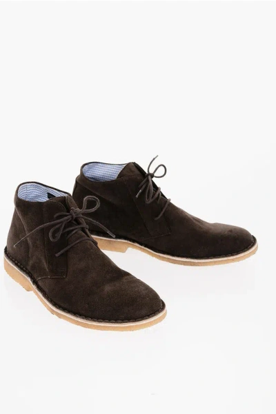 Corneliani Id Suede Desert Boots With Contrast Sole