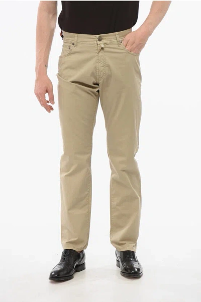 Corneliani Id Ton-sur-ton Embroidered Denims In Black