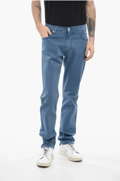 Corneliani Id Ton-sur-ton Embroidered Denims In Blue