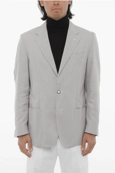 Corneliani Id Unlined Wool Blend Blazer With Patch Pockets In Multi