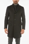 Corneliani Id Virgin Wool Identity Chesterfield Coat With Removable Che In Black
