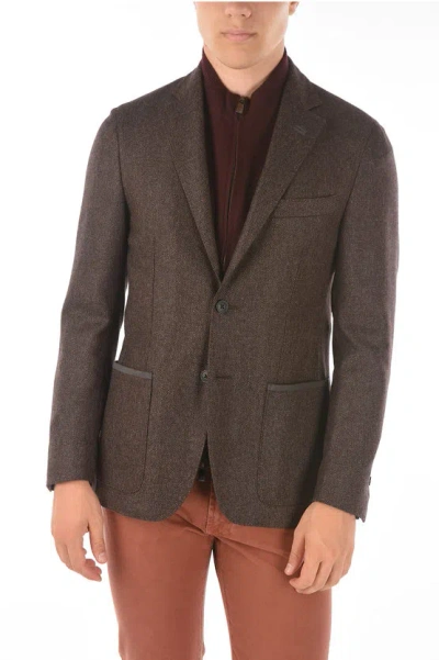 Corneliani Id Virgin Wool Single Breasted Identity Blazer In Brown