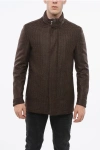 Corneliani Id Wool Coat With Hidded Hood In Brown