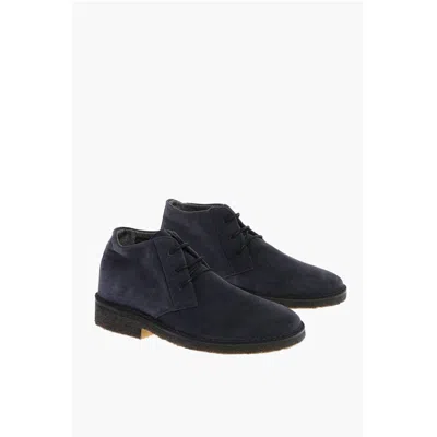 Corneliani Id Wool Lined Suede Desert Booties In Black