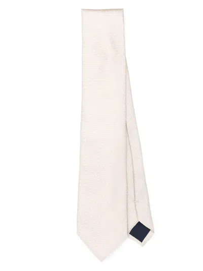 Corneliani Interwoven-design Silk Tie In Neutrals