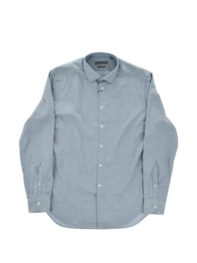 Corneliani Italian-collar Slim-fit Shirt In Black