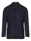 Corneliani Jack Two-buttons Herringbone Blazer In Blue