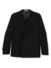 Corneliani Double-breasted Black Jacket With Tailored Fit In Black