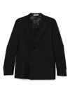 Corneliani Double-breasted Black Jacket With Tailored Fit In Black