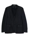 Corneliani Structured Blue Jacket With Stand Collar In Blue