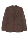 Corneliani Chocolate Brown Virgin Wool Linen Blended Single Breasted Blazer In Brown