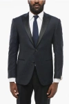 Corneliani Jacquard Academy Cerimonia Single Breasted Blazer With Peak In Black