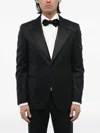 Corneliani Jacquard Satin-lapel Blazer In Black
