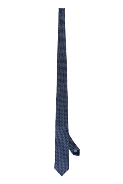 Corneliani Jacquard Silk Tie In Blue