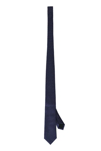 Corneliani Jacquard Silk Tie In Blue
