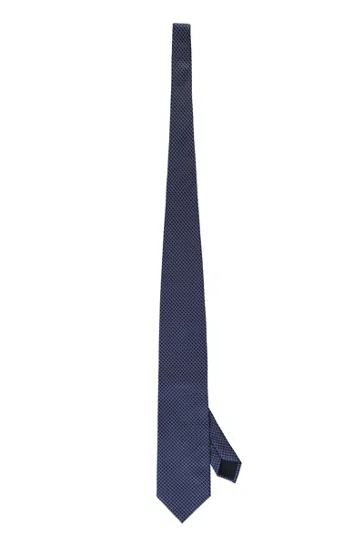 Corneliani Jacquard Silk Tie In Blue
