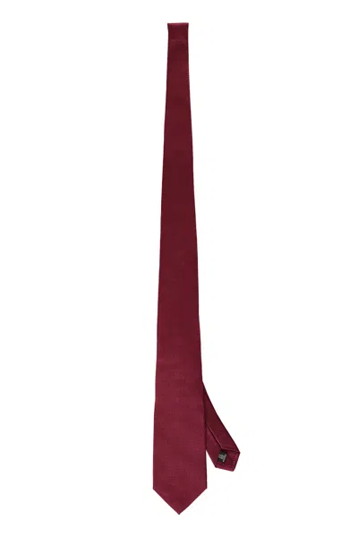 Corneliani Jacquard Silk Tie In Burgundy