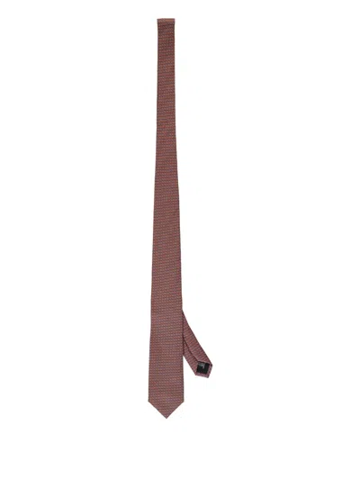 Corneliani Jacquard Silk Tie In Orange