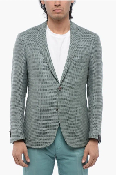 Corneliani Jacquard Wool Blend Cerim Academy Unlined Blazer In Green