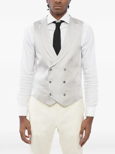 Corneliani Jacquard-fabric Double-breasted Waistcoat In White