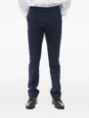 Corneliani Jacquard-woven Wool Trousers In Blue
