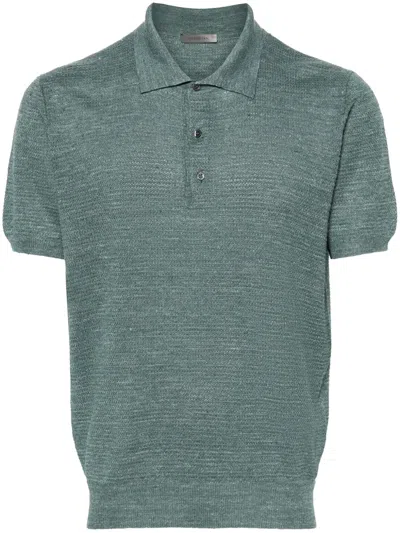 Corneliani Speckle-knit Polo Shirt In Green